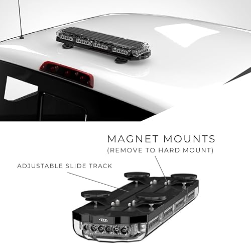 Miniatura 5 de Minibarra de luz de emergencia LED, luces estroboscópicas y magnéticas, luz de advertencia de montaje en el techo para vehículos de emergencia de