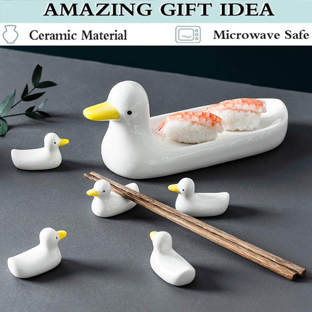 6 Pieces Funny Ducks Chopstick Rest Knife Holder Set, Spoon Fork