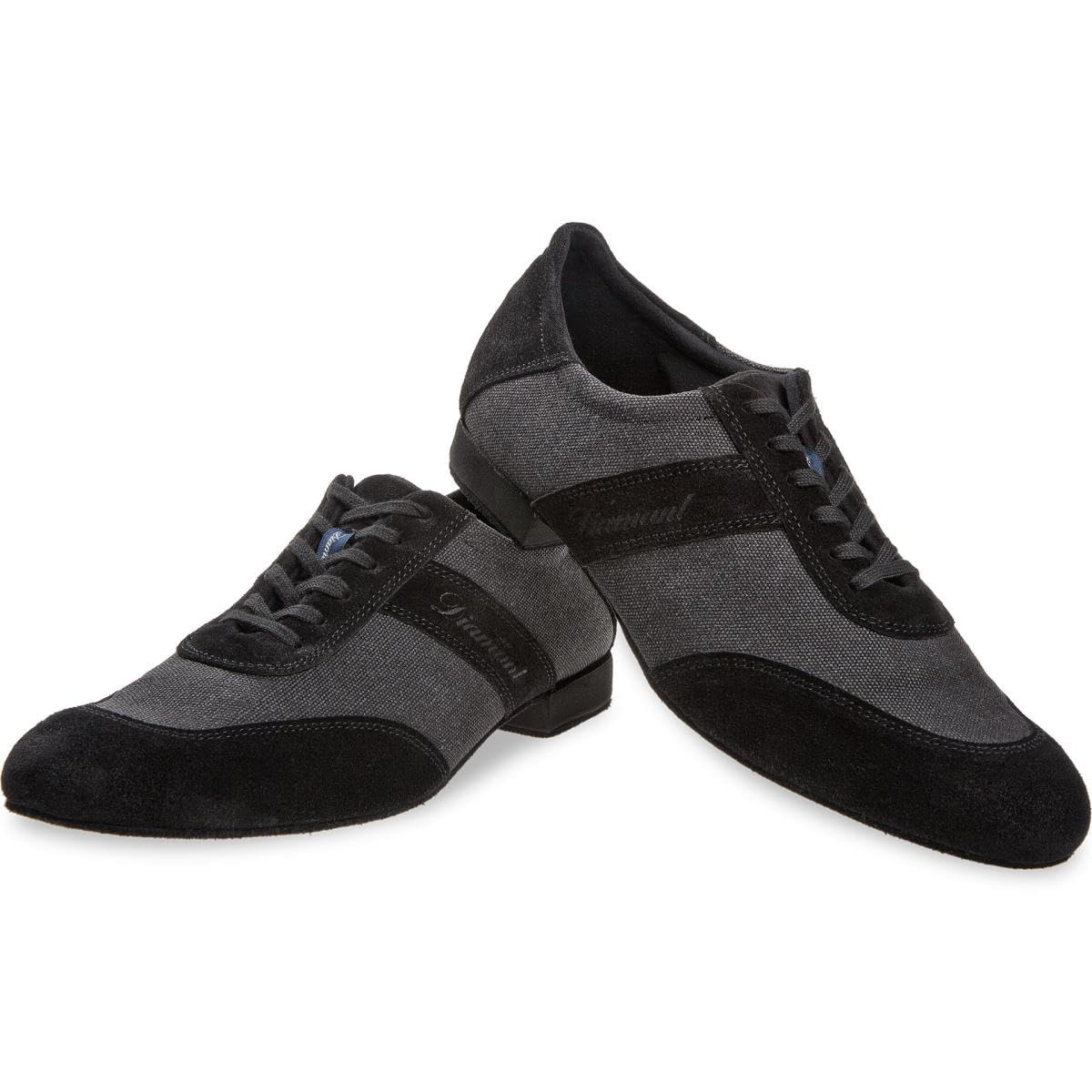 Diamant Herren Sneaker Tanzschuhe 192-025-637 - Veloursleder/Textil Schwarz/Grau - 2 cm Micro-Heel - Rauledersohle - Made in Germany