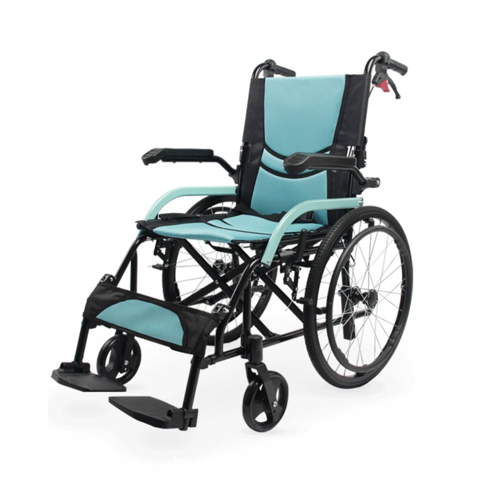 Sedia A Rotelle Leggera Ad Autospinta, Leggera E Compatta Carrozzina Schienale Pieghevole Per Disabili E Anziani Pieghevole,Sedia A Rotelle Manuale Braccioli E Poggiapiedi,Seduta 46 Cm