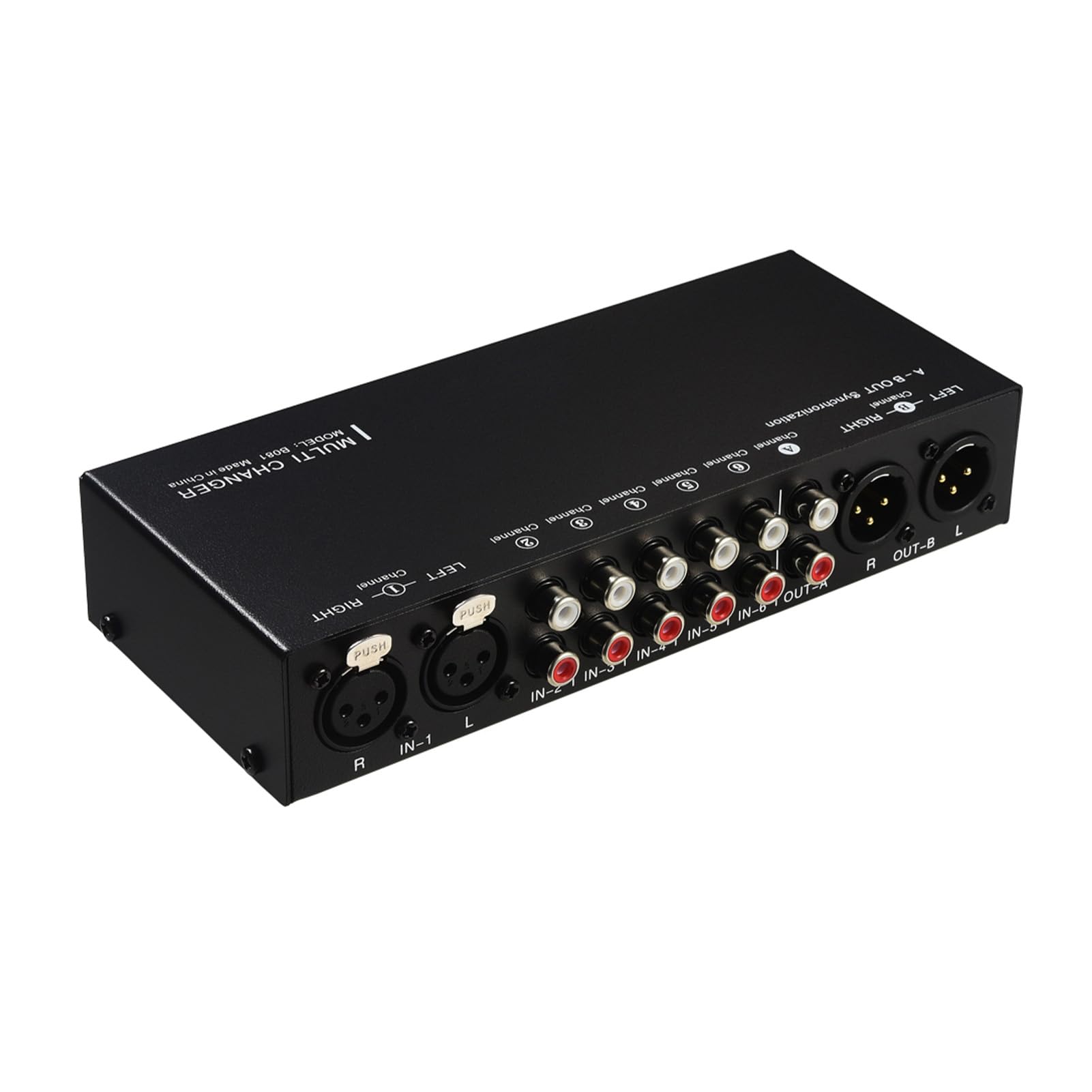 Bediffer Commutatore di Segnale Audio Controller Volume 6 in 3 Out per Altoparlanti Attivi con Uscita e XLR Design in Metallo Nero