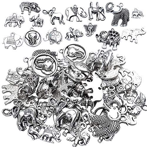 100g Antique Silver Elephant Charms Tibetan Animal Charms Pendants for