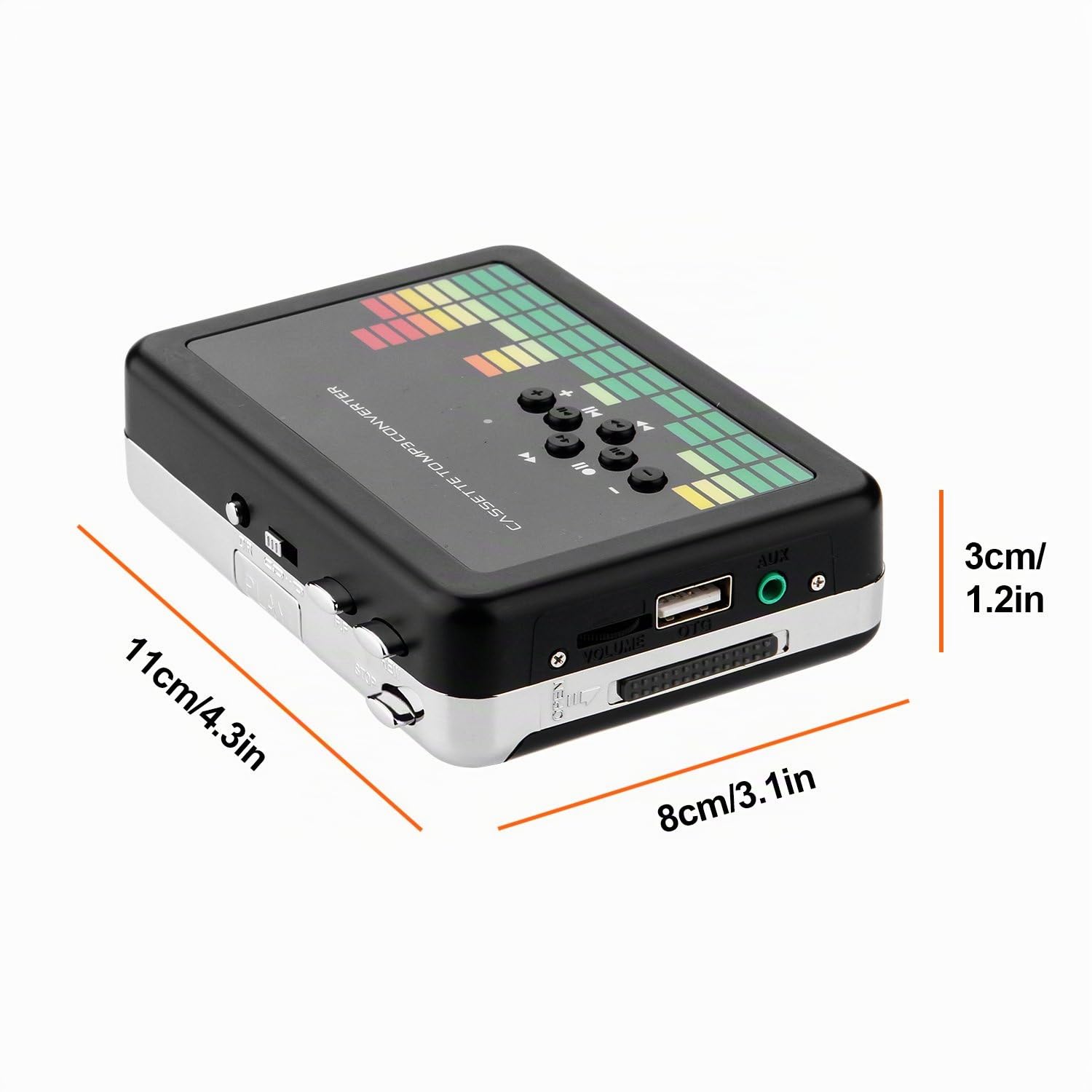 BlumWay Convertisseur de cassette USB en MP3, lecteur de cassette portable Convertisseur de cassette numérique Lecteur de musique audio Convertisseur de cassette avec casque et étui de transport