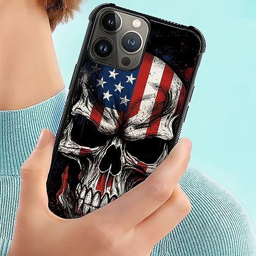 Coque antichoc iPhone 15 Pro Max motif crâne rétro US - 3