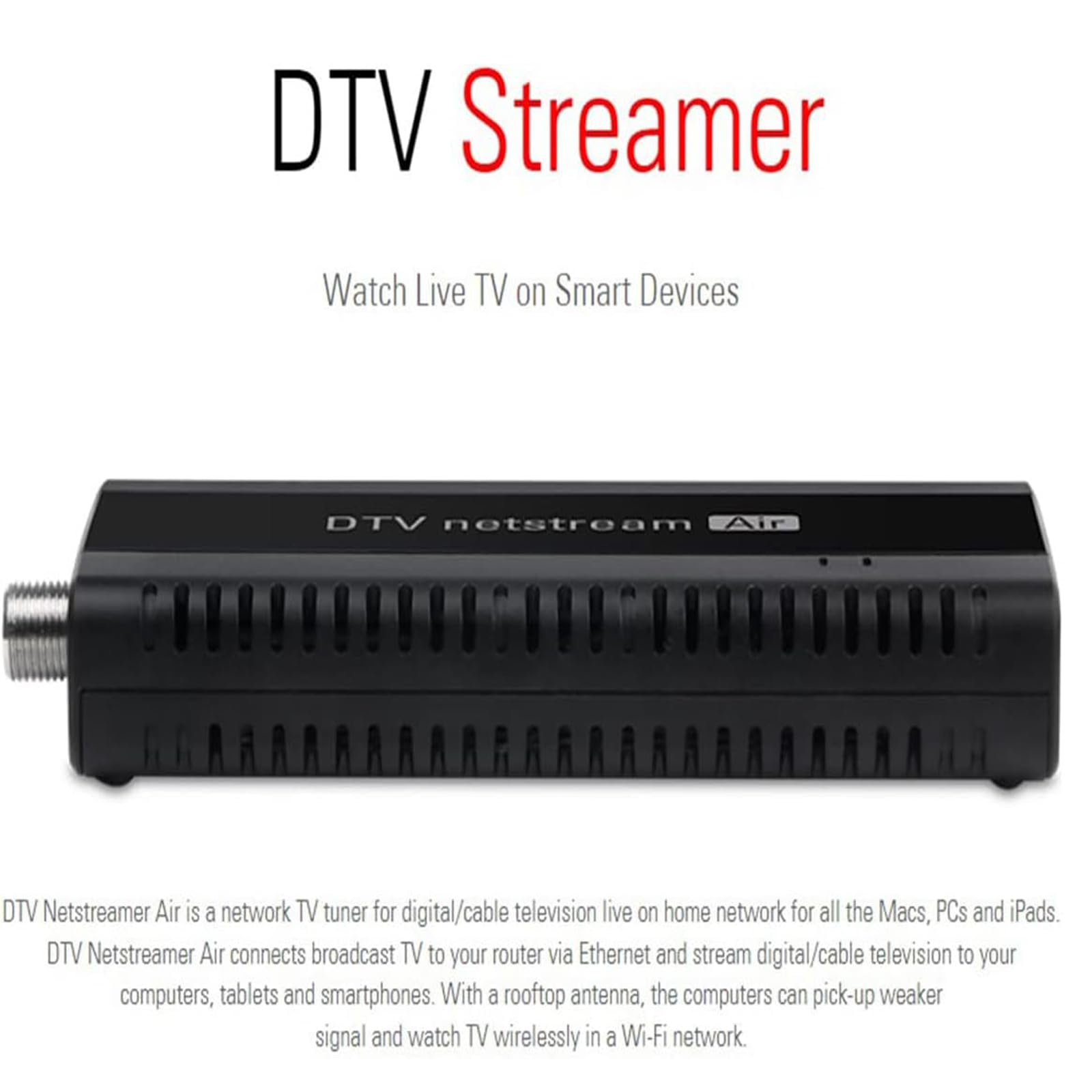 ATSC AirTV HD Tuner, Recast OTA DVR Cable TV for Cord Cutters, for PC, Laptop, Live or Record Streaming Converter Box, Watch Live TV