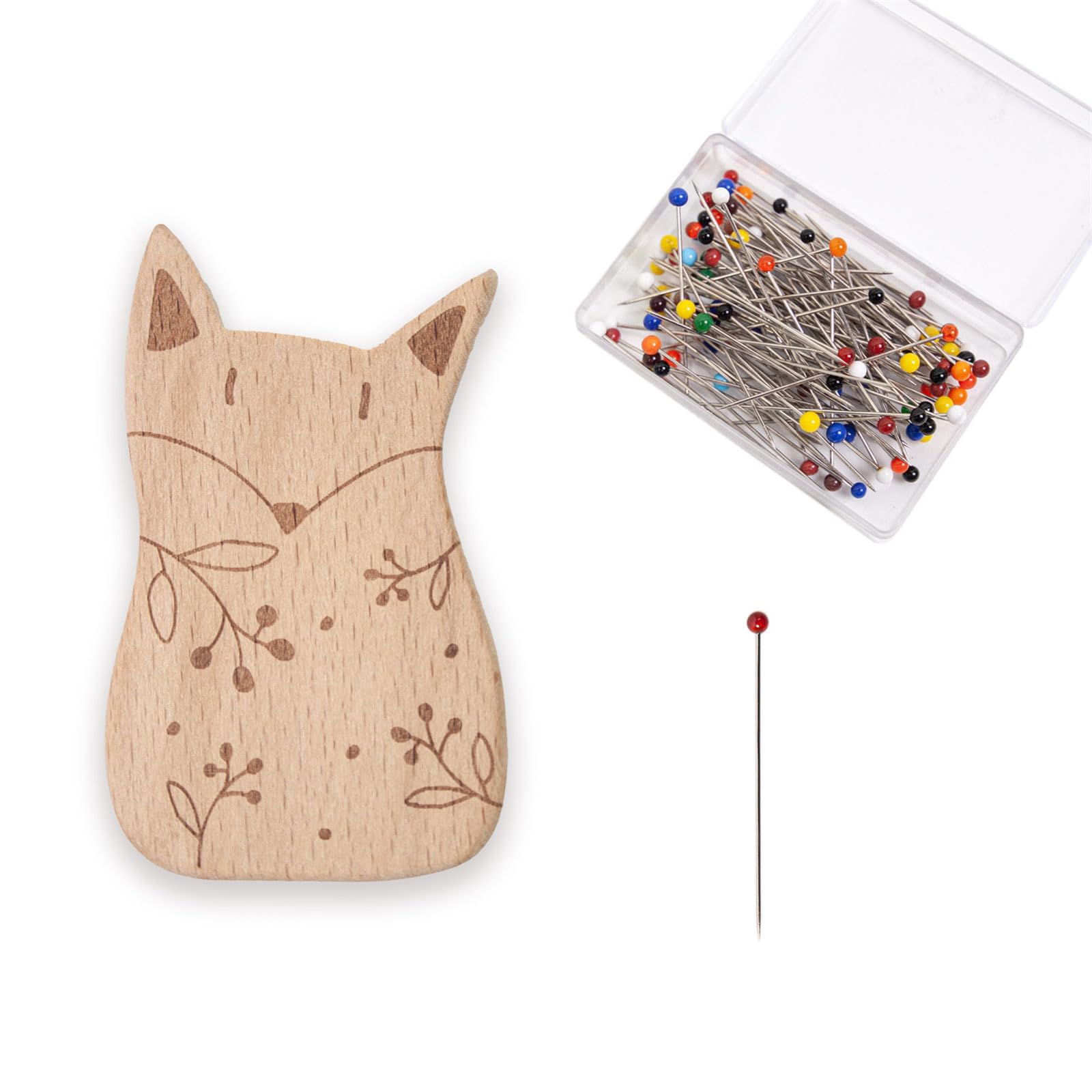 Buxuaaaa A Buxuaaa Needle Pin Holder With 100Pcs Quilting Positioning Pin Wood Cushion With 38Mm Dressmaking For Sewing Sewing Supplies Organizers