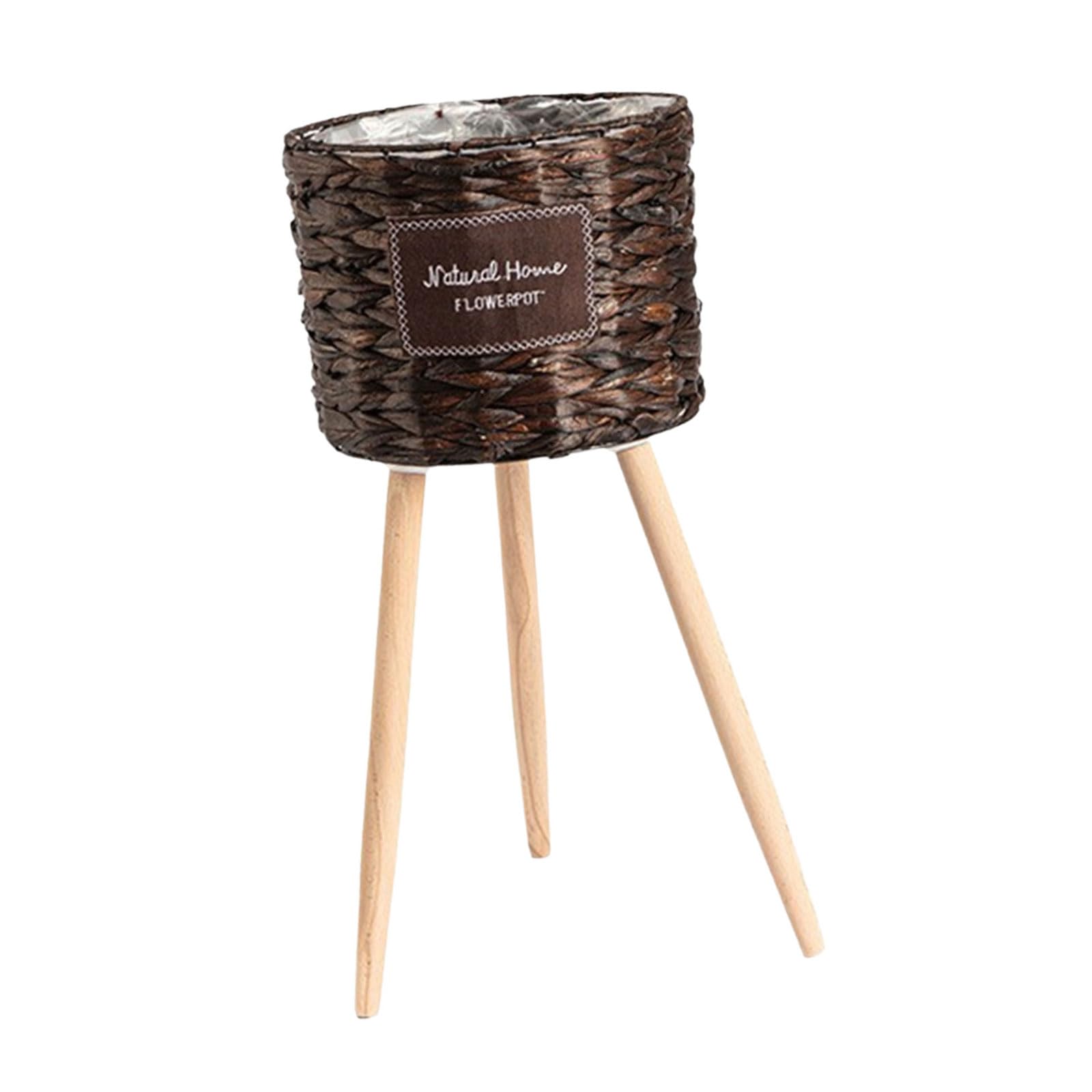 Tabouret porte-plantes en gourde et pieds bois pour balcon et intérieur
