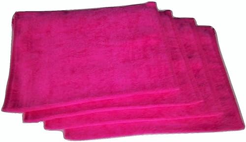 Paquete de 4 toallas de 11 x 18 pulgadas, color rosa intenso, 100% algodón, terciopelo de rizo