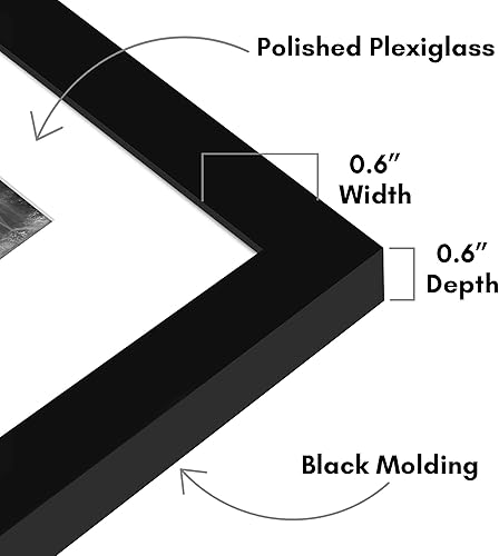 Vista 559 de Americanflat Portarretratos de 8 x 12 pulgadas con plexiglás pulido, juego de 2 portarretratos de 6 x 8 pulgadas con paspartú o para fotos de 8 x 12