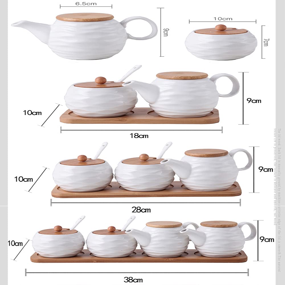 Keramik Öl Essig Spender Set Porzellan Gewürzgläser zum Würzen Weiß Öl Topf und Essig Flasche Behälter Küche Zubehör 3-teiliges Set
