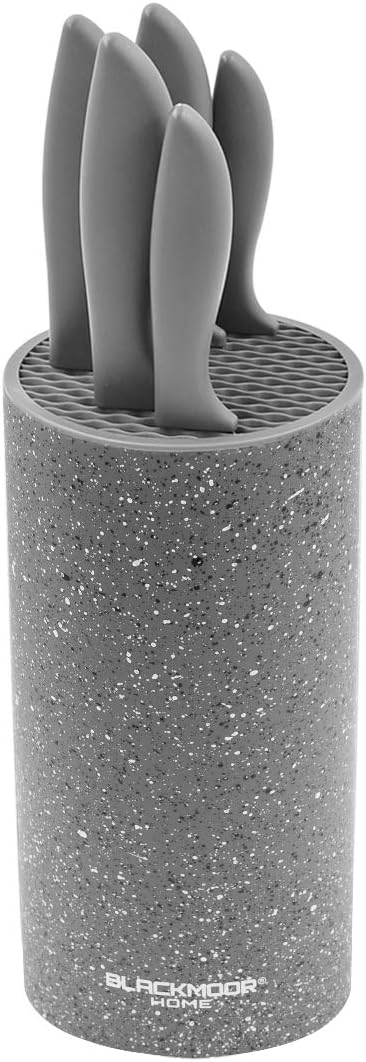 Blackmoor 66919 5-Piece Knife Set/Comes with Freestanding Storage Block/Stainless Steel Knives/Non-Stick Grey Marble Coating/Easy Clean/Modern & Stylish Kitchen Accessory