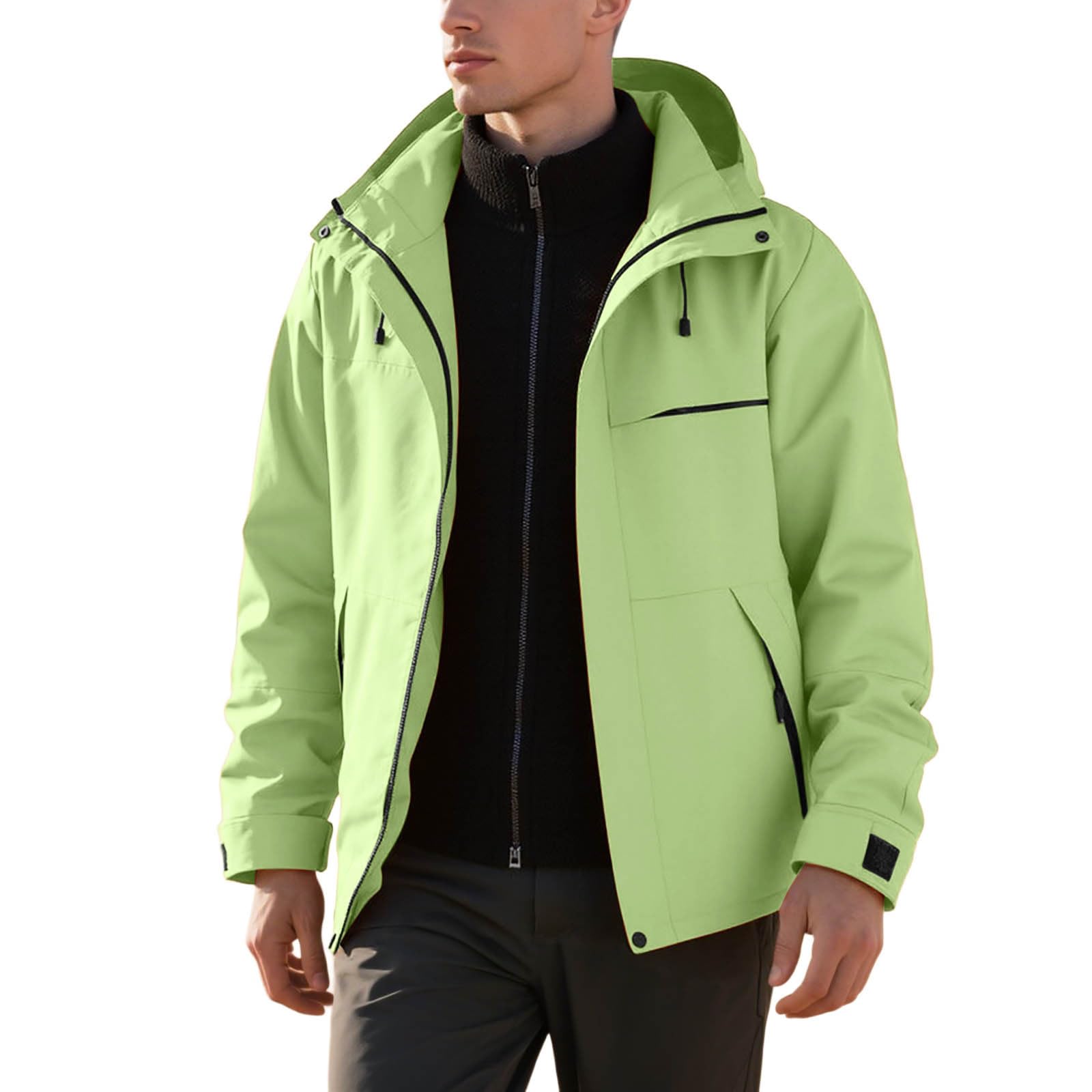Chubasquero para hombre 3 en 1, chaqueta de senderismo impermeable con capucha, forro polar cálido, chaqueta de esquí, chaqueta funcional, chaqueta de ciclismo, chaqueta cortavientos, chaqueta espesa