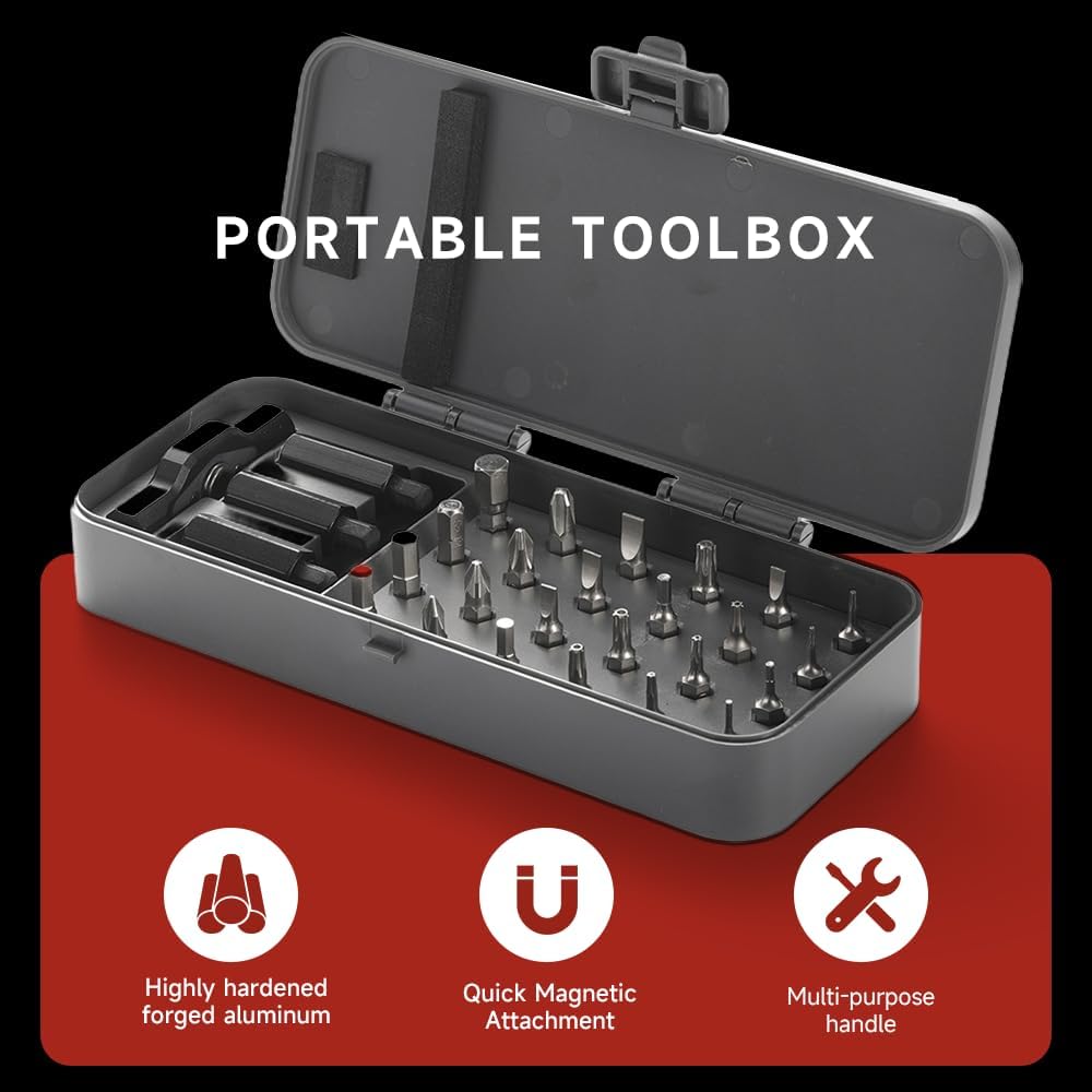 24 in 1 Magnetic Ratchet Screwdriver Set, Multipurpose DIY Set, Multi Bit Magnetic Drive Set with Detachable Ratchet Handle, for Furniture,Computer,Bicycle,Portable Precision Repair Tool Kit