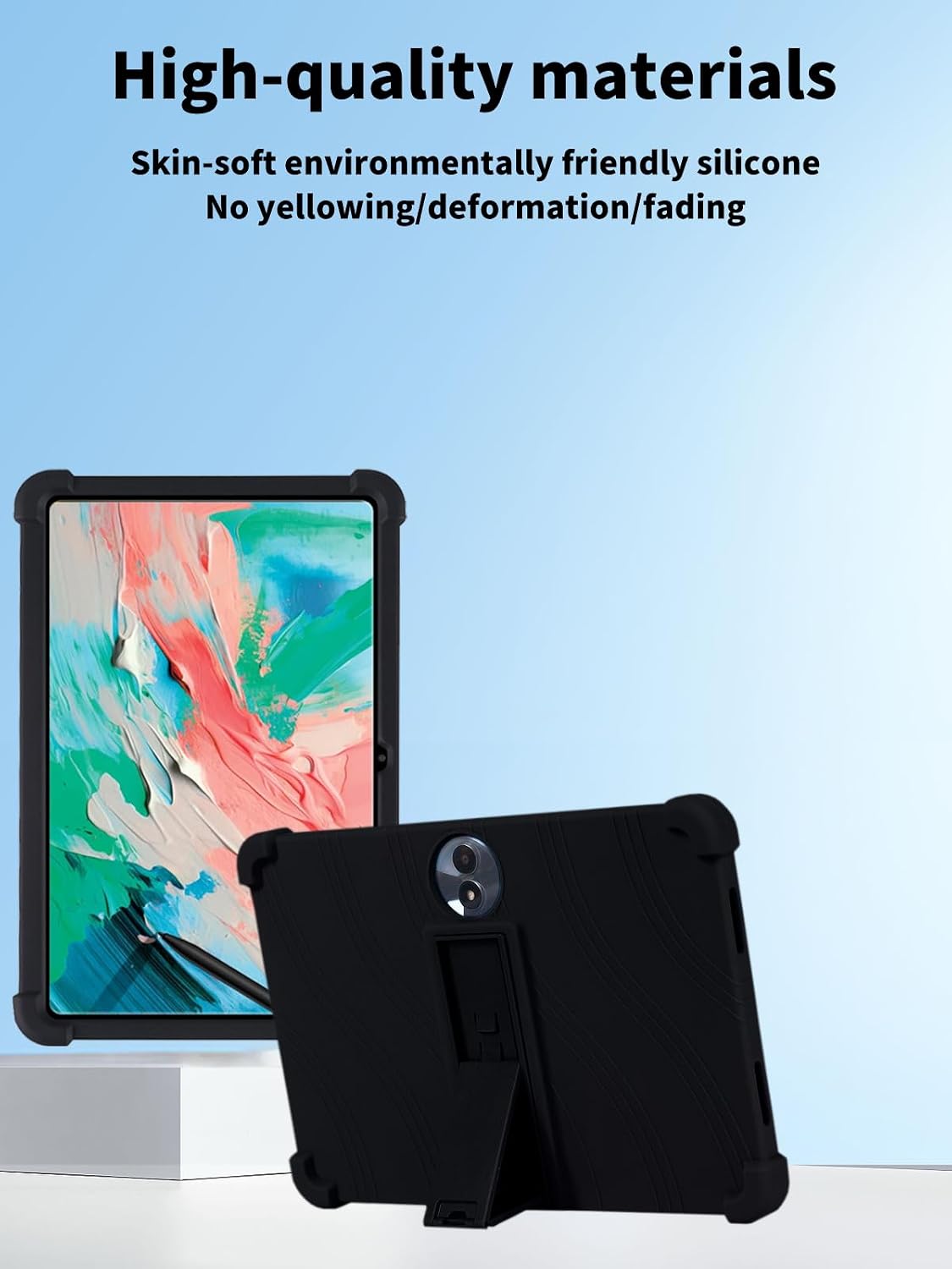 Case for TCL NXTpaper 11 Gen 2 Tablet 11inch,NOUKAJU Tablet Protection Case,Adjustable Bracket,Soft Silicone,Silicone Protection Cover for TCL NXTpaper 11 Gen 2(Black) image 2