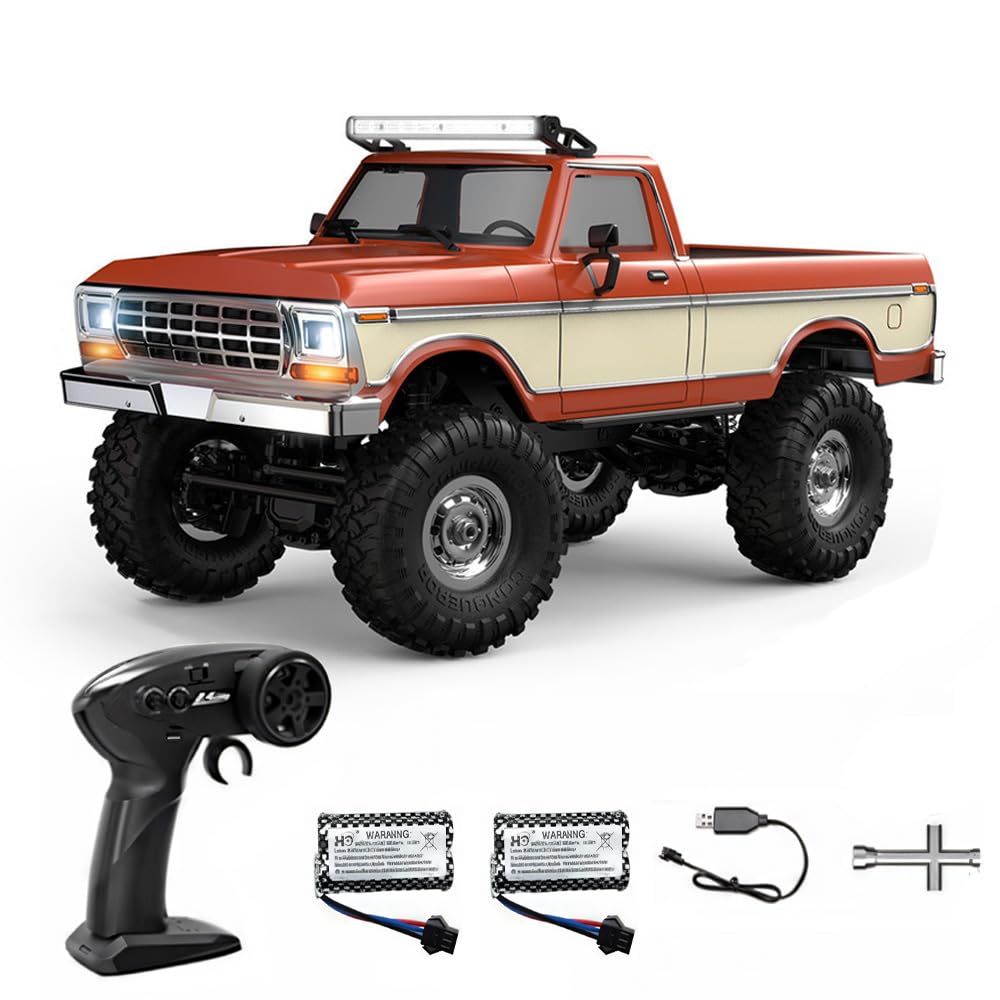 Hylukon RC Rock Crawler, 1/16 Scale 2.4GHz Remote Control Pickup with LED Lights, 4WD RC Off-Road Vehicle for Adults Beginners (orange) — image 1