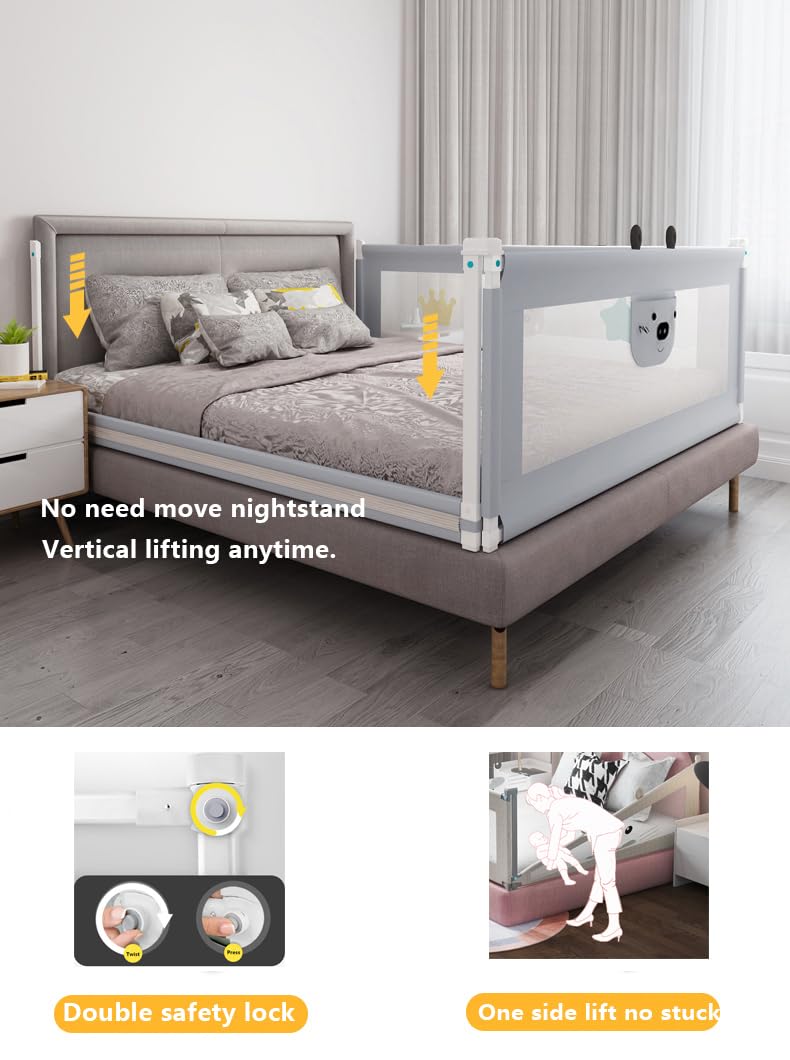 Seven Colors Bed Rails for Toddlers 180cm Bed Guard for Double/Single Bed Safety Rail for Queen/King Super King bed Extra Long Sleep Rail Bed bumber Bed Fence 1 Side - Image 4