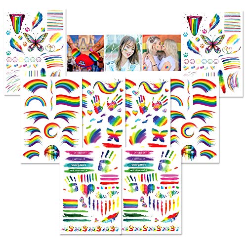 Hartop Rainbow Tattoos Rainbow Stickers Temporary Waterproof Tattoos for Pride Parades and Celebrations (Set 1)