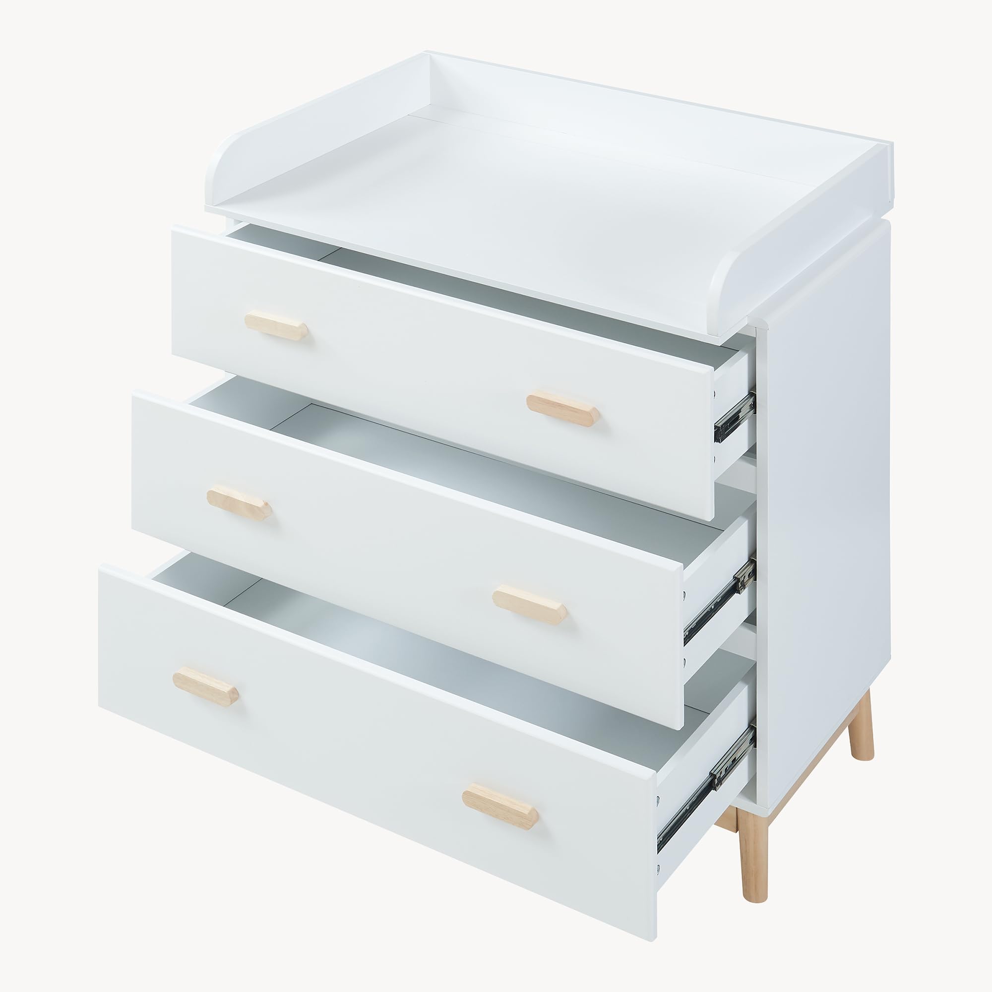 [en.casa] Cassettiera con Piano Fasciatoio Rimovibile Comò per la Cura del Bambino Neonato con 3 Cassetti Mobile Contenitore per Cameretta 100 x 80 x 53 cm - Bianco
