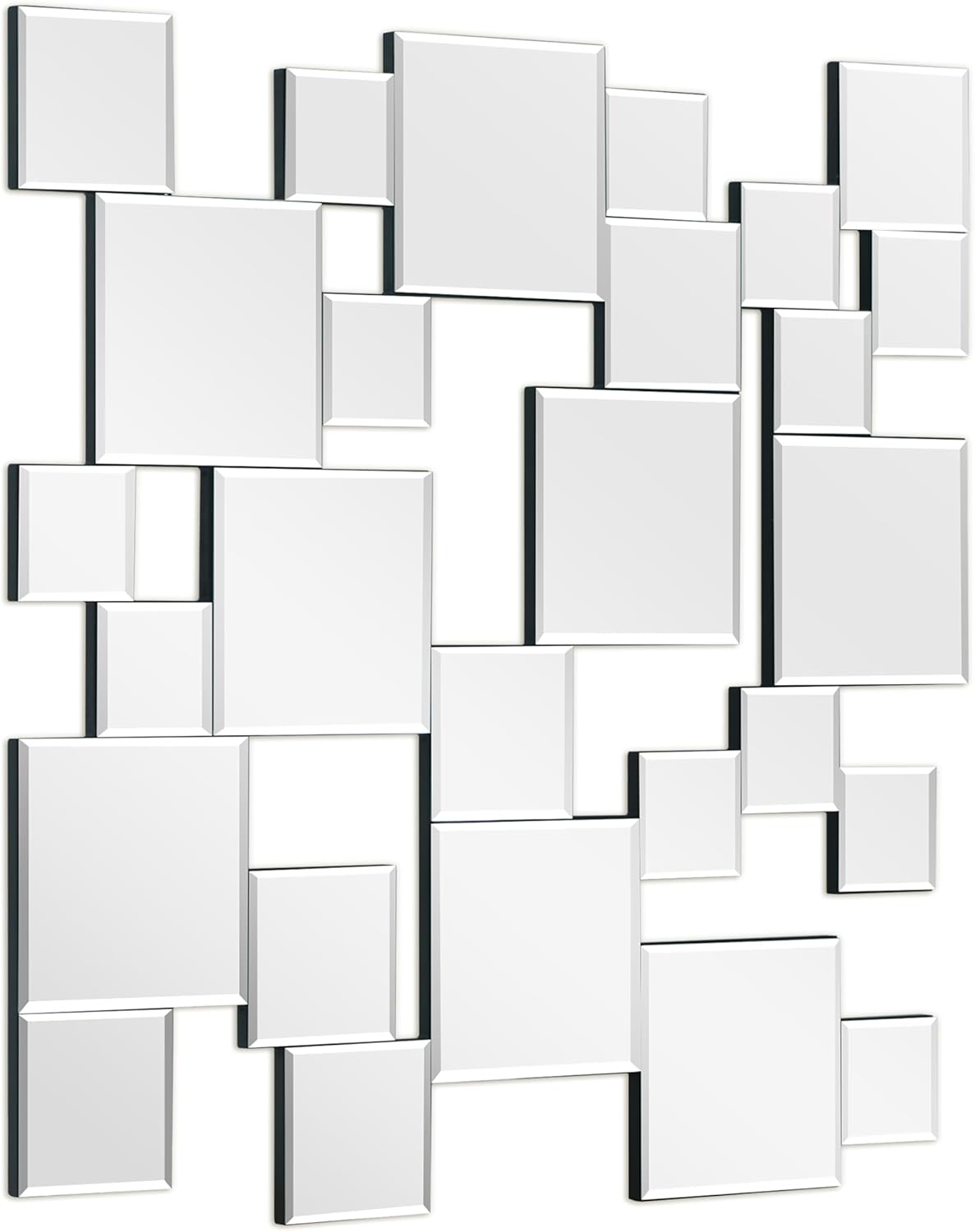 Empire Art Direct Elegant Modern Abstract Mirror, 32" x 32", Beveled Squares, Ready to Hang for Bedroom, Living Room