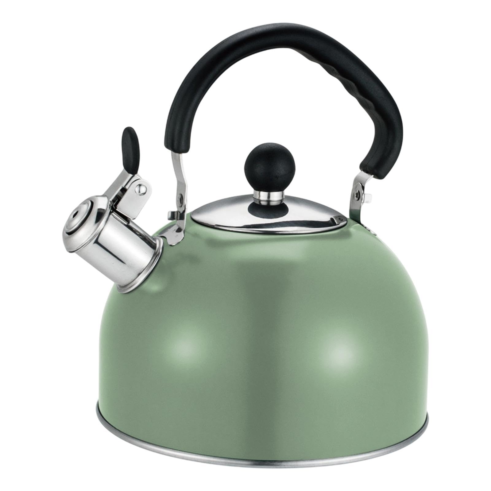 Tetera silbante para cocina, de gas, eléctrica, de inducción, de acero inoxidable, ideal para pesca, picnic, barbacoa y exteriores, Verde