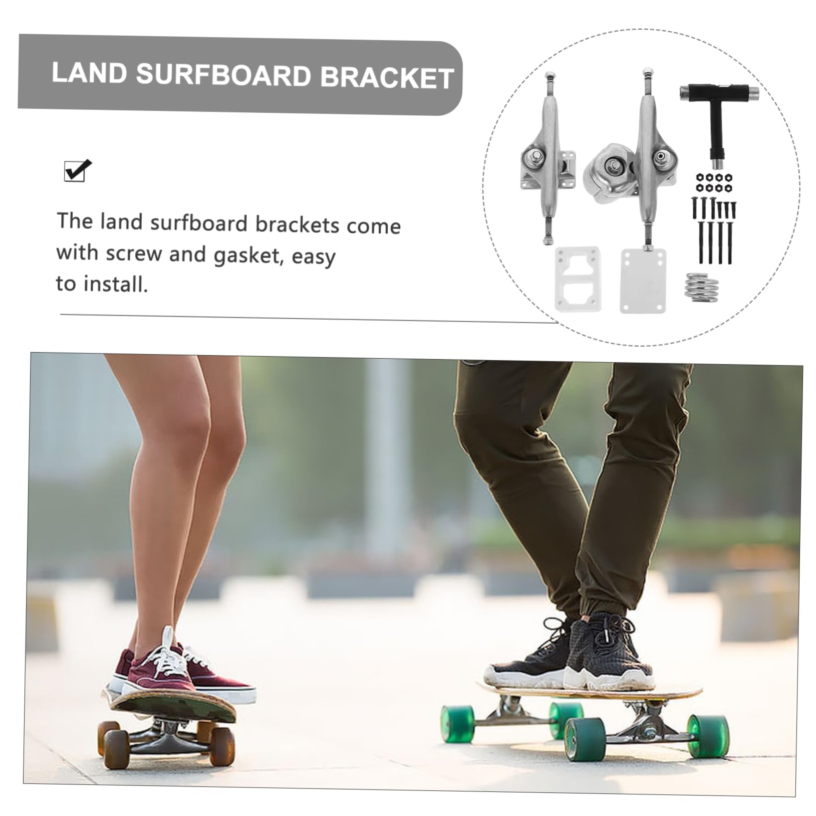 ARTSEWPLY 2pcs Land Surfboard Bracket Bridge Skateboard Truck Adapter with Spring Base Lightweight and Compact Design for Skateboard Modifications and Repairs