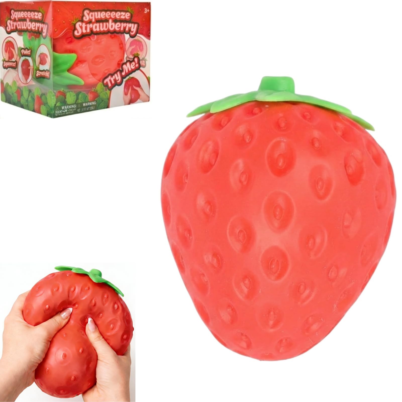 Giant Strawberry Squishy, Jumbo Big Strawberry Stress Ball, Cute Sensory Fidget Stress Balls for Adults Stress & Anxiety Relief, Ideal for ADHD, Autism, Office Desk, Classroom & Party Favors (A-14cm)