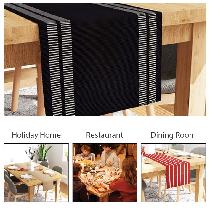 Encasa XO Dining Table Runner 32x240 cm, Ladder Black - Image 3