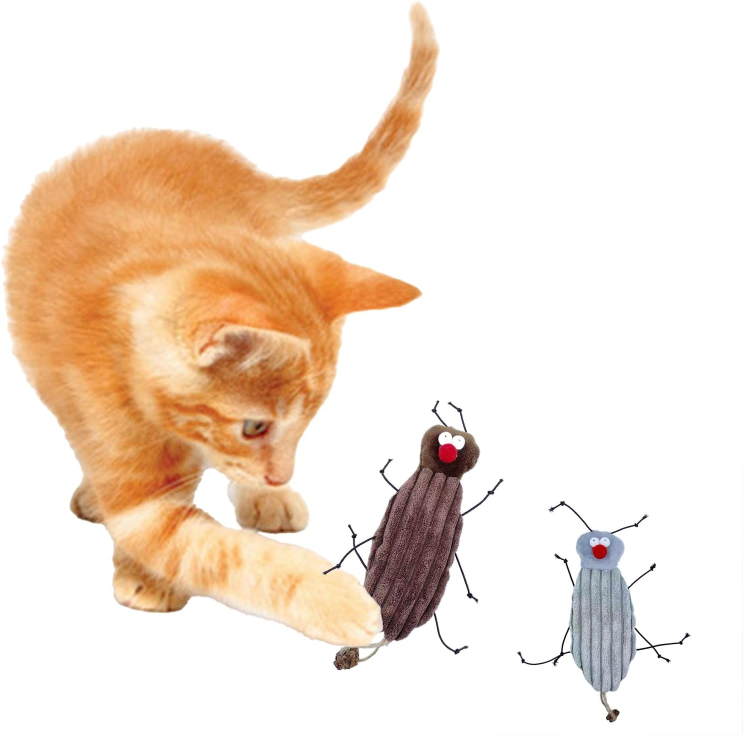 Cockroach Chew Play Toy, Organic Silvervine Catnip, 7-Inch Kicker for Indoor Cats, Teething Kitten Toy, Fun Interactive Toy for Cats, Engaging Play for Kittens and Adults (Coffee)