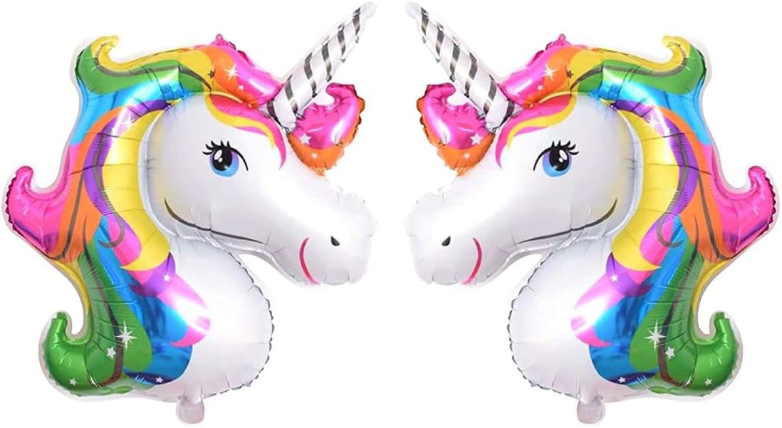 7 Colors Kids Unicorn Balloon 2 Pcs 43” Large Foil Balloons Unicorn Party Decoration for Birthday Party, Baby Shower, Wedding Unicorn Party Supplies
