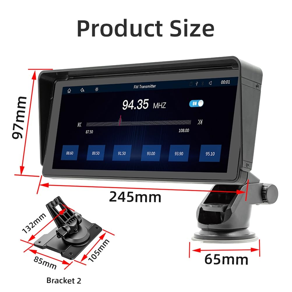1 juego de 10.26 pulgadas pantalla táctil inalámbrica CarPlay Android Auto Bluetooth MP5 FM receptor radio portátil para coche