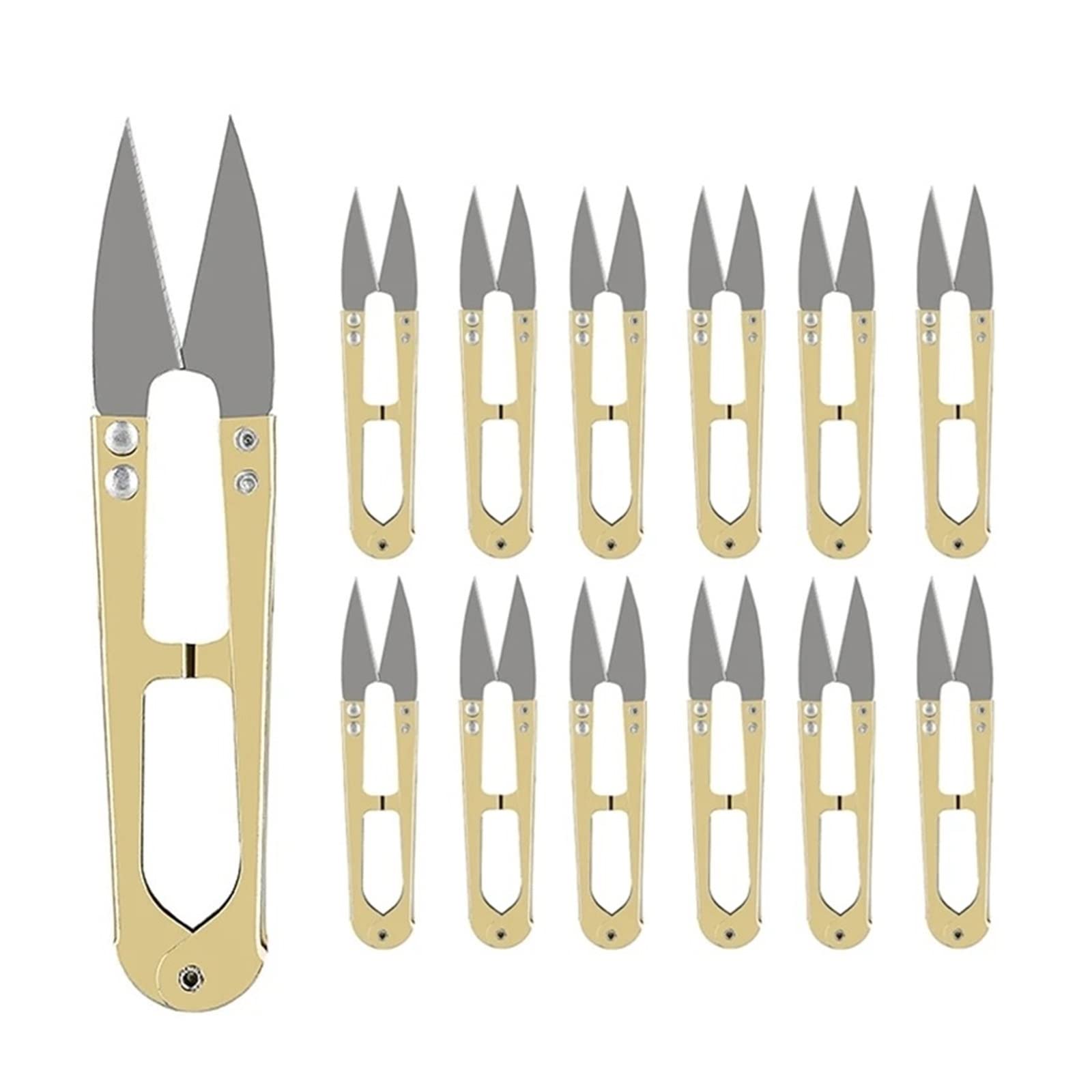 GLJTUO 5/10/12pcs Yarn Shears Cutting Sewing Scissors Shears Cross Stitch Scissors Embroidery Scissor U Thread Scissors for Fabric DIY,12pcs Gold Color