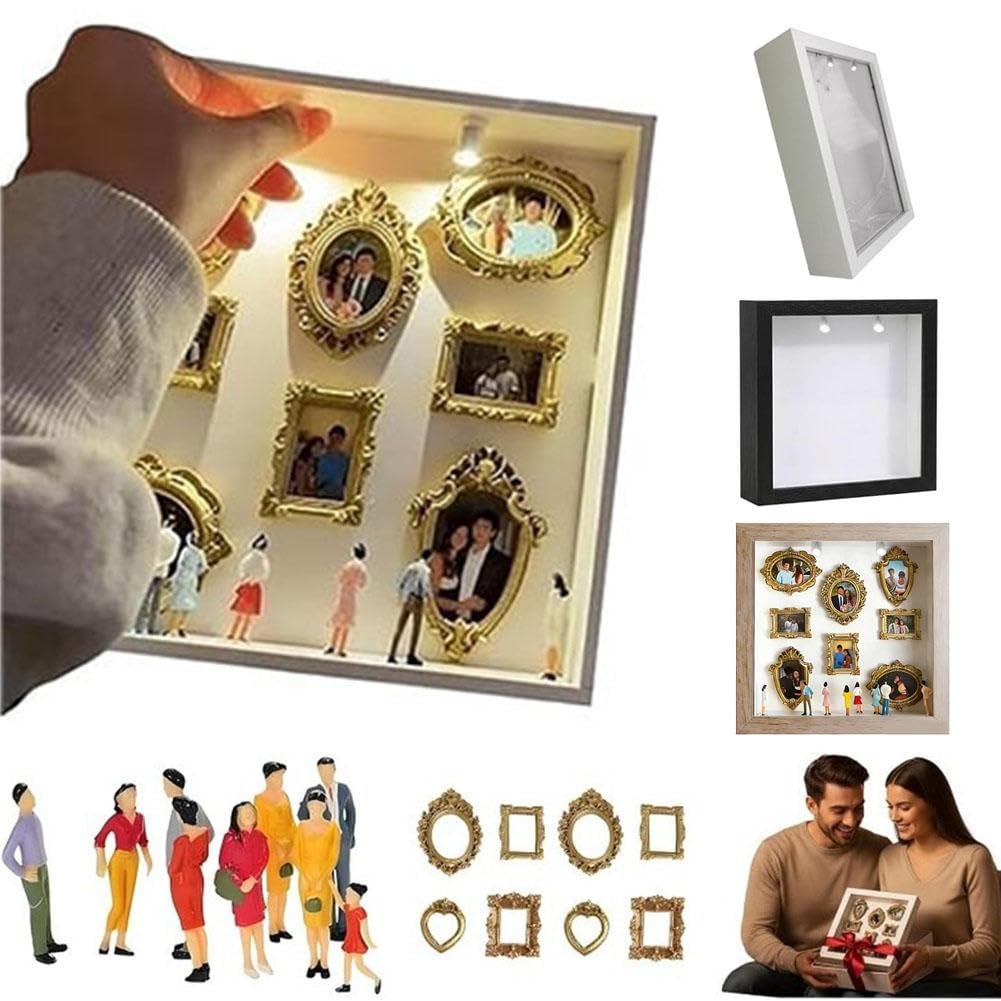 Mini Museo In Scatola Fai Da Te – Kit Creativo Con Cornici Dorate E Statuine, Per Esporre Ricordi Unici (bianco, 25x25 Cm)