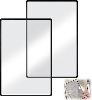 2Pcs Page 4X Magnifying Sheet Lightweight Flat Optical Plastic Fresnel Lens Bookmark Flat Magnifier for Elderly and People with Low Vision Reading Small Prints, Bible, Maps