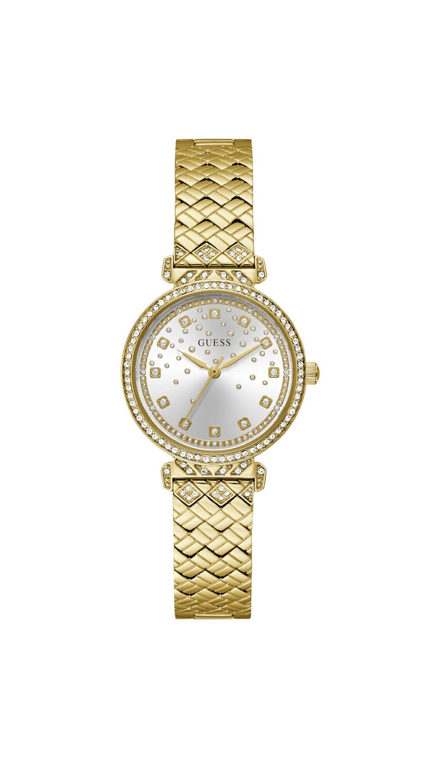 GUESS Enchantment Analog Watch for Women, 32 mm Case Width, Gold Tone/Silver, Gold Tone/Silver, Classic