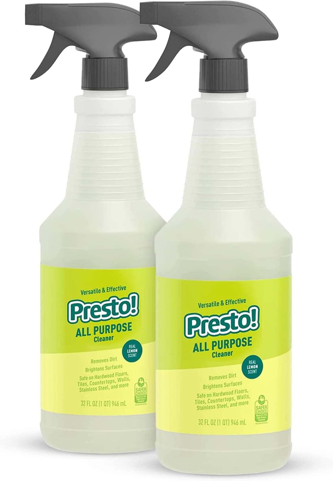 Amazon Brand - Presto! All Purpose Cleaner, Lemon Scent, Streak-Free Formula, Safe for Stainless Steel, 32 fl oz, 2-Pack