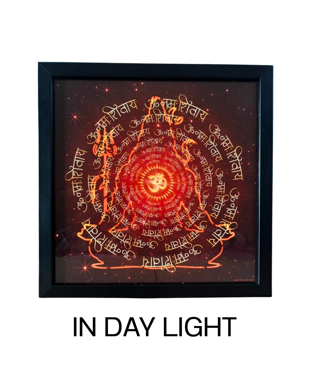 SS ART Gallery LED Shiva Wall Frame Glowing Om Design Home Temple Decor Wooden Frame Religious Occasion