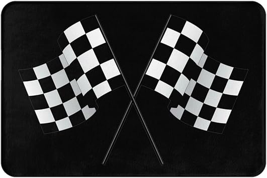Checkered Flags Race Car Flag Indoor Doormat, Door Entrance