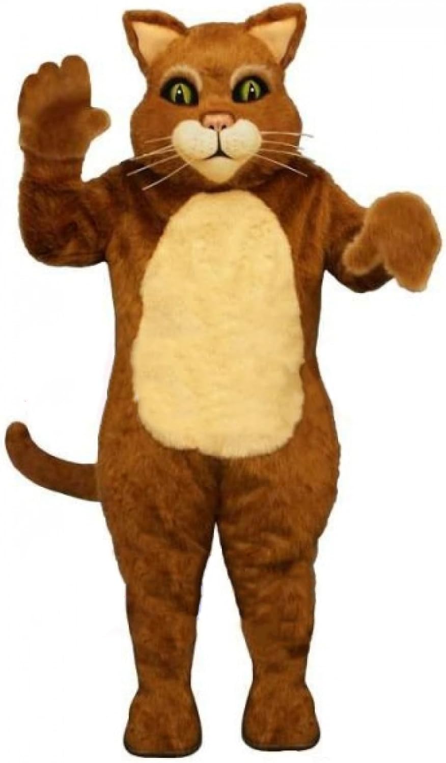 Brown Furry Cat Mascot Costume Adult Size for Men & Women with Built-in Fan Inside the Head