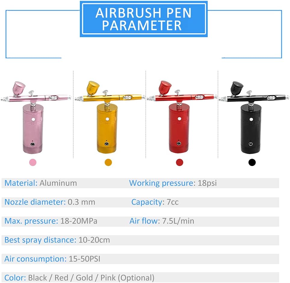 Irfora Reable USB Airbrush Kit Portable Airbrush Compressor Spray Pump Handheld Airbrush Gun for FX Makeup Tattoo Painting Moisturizing