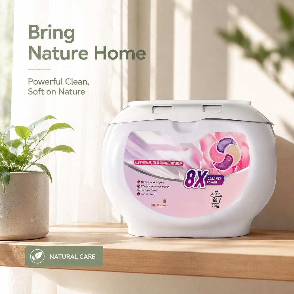 Cápsulas todo en uno, 60 unidades, aroma floral 8 veces limpio