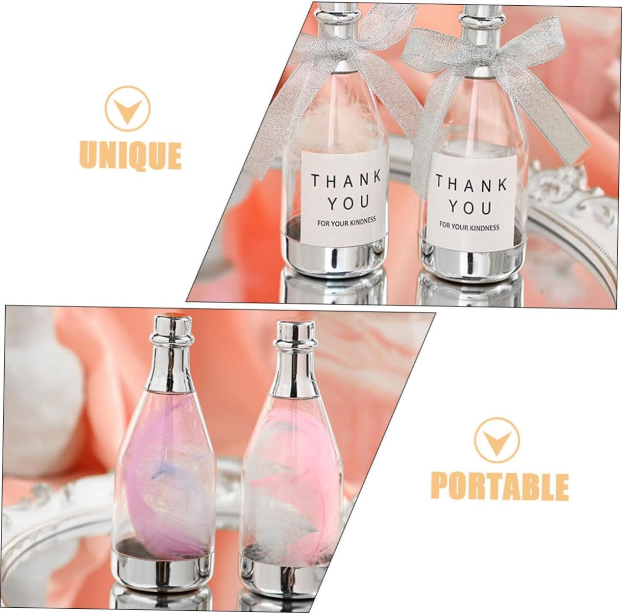 Homoyoyo 20pcs Silver Sparkling Wine Bottle Candy Boxes Large Candy Case Party Favor Containers Wedding Birthday Sugar Storage Containers