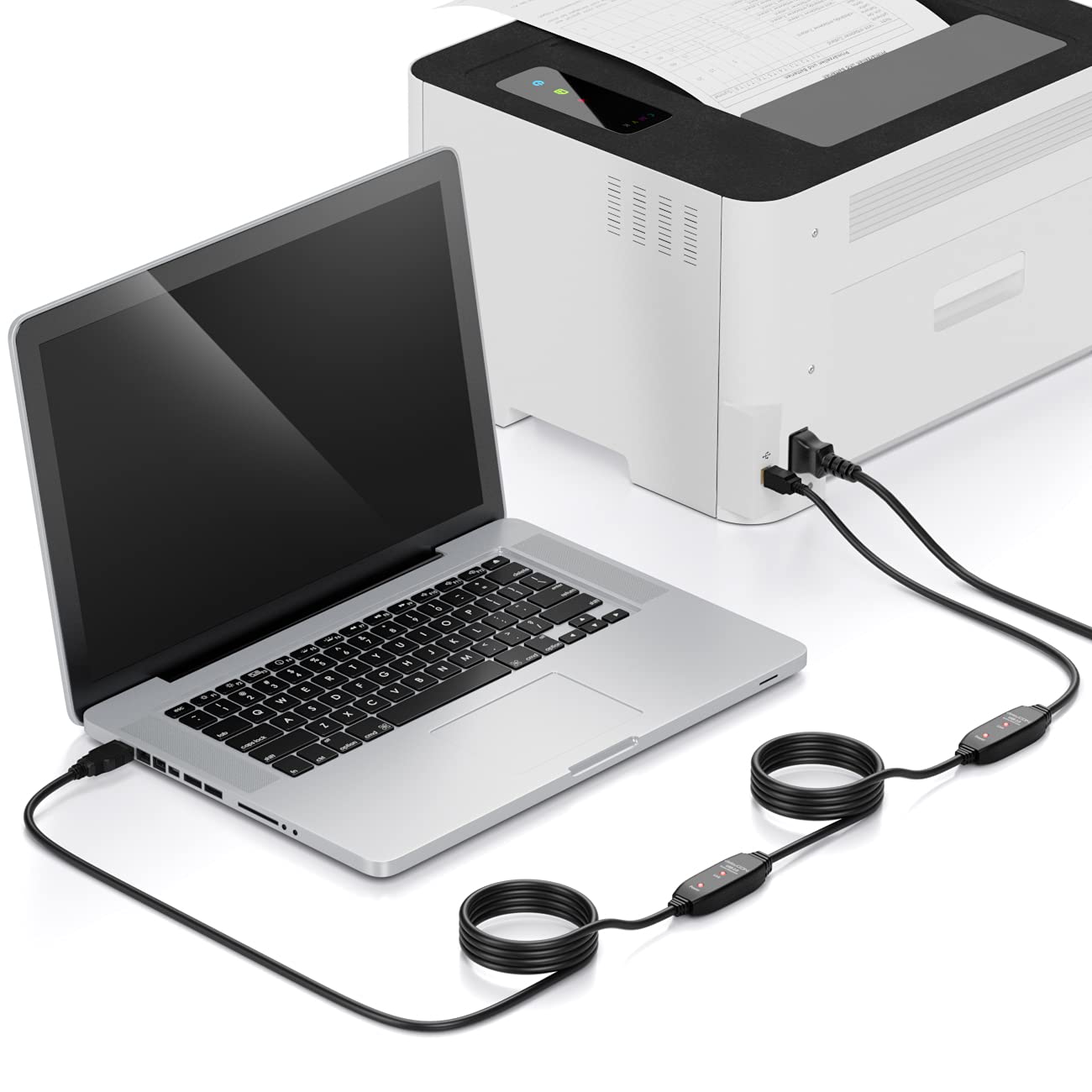 Cavo USB per stampante, scanner, fax e stampante multifunzione, 20 m, USB 2.0 A maschio a B – nero