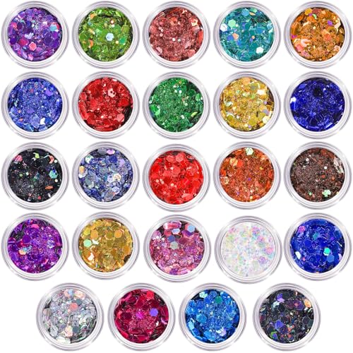Gel de Purpurina Luminoso 24 Colores,Carnaval Glitter Maquillaje Purpurina,Purpurina Facial para Maquillaje Profesional,Brillantes para la Cara Festival,Glitter Maquillaje para Uñas,Cuerpo y Cabello
