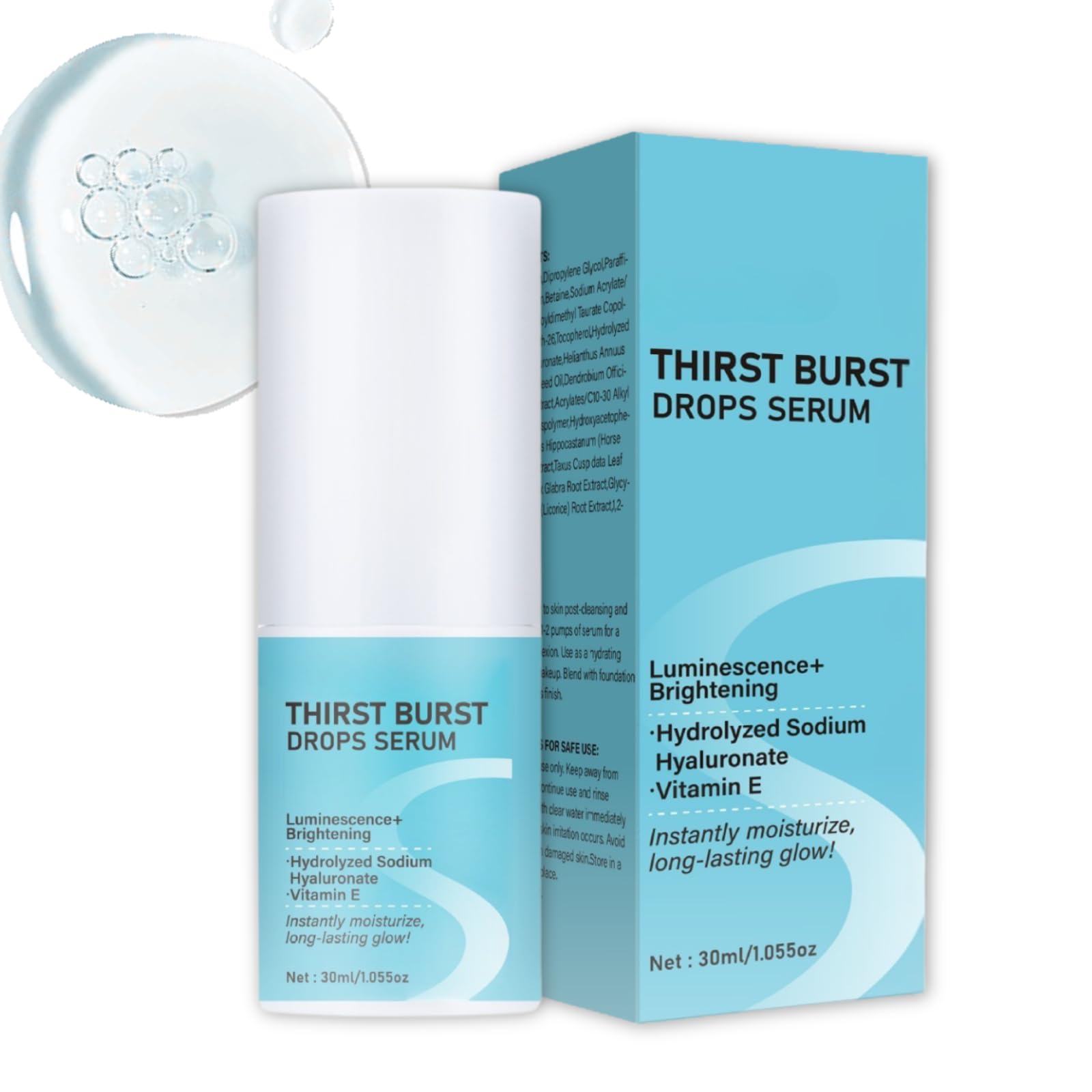 Hyaluronic Acid Serum!Thirst Burst Drops, Plump Complexion, Serum For A Radiant Complexion Instantly & Over Time