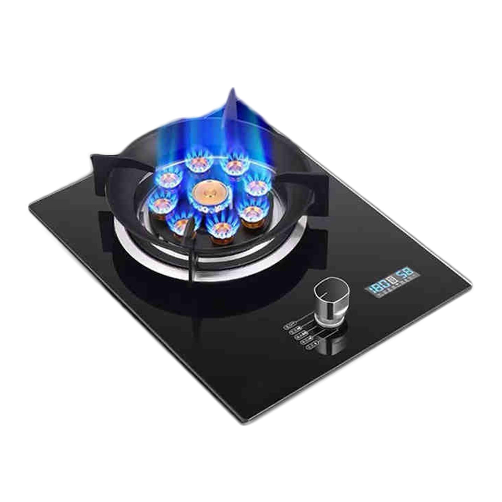 1 Cuisinière À Gaz, Cuisinière De Conversion Gaz Naturel/gaz Liquéfié 5,2 KW,brûleur En Cuivre Moulé En Verre Trempé, Cuisinière À Gaz De Bureau/intégrée Avec Protection Contre Extinction Et Minuterie