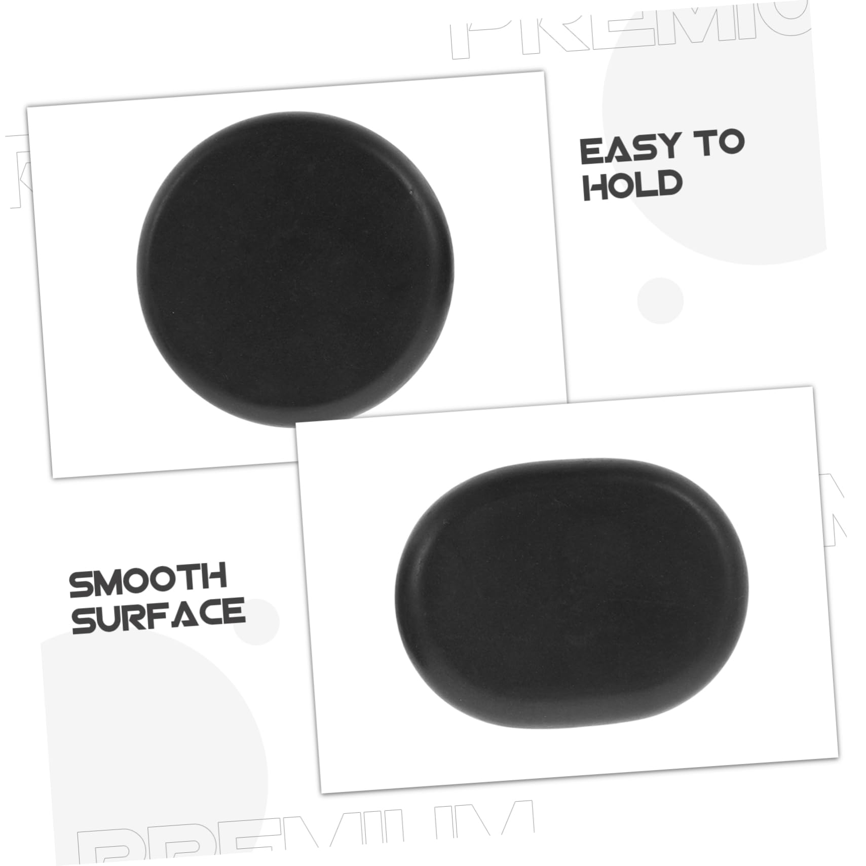 Beavorty 6 Piedras de Masaje Calientes de Basalto, Caja Calentadora para Spa y Masaje en Casa, Superficie Lisa, Alivio Muscular, 6 Piezas