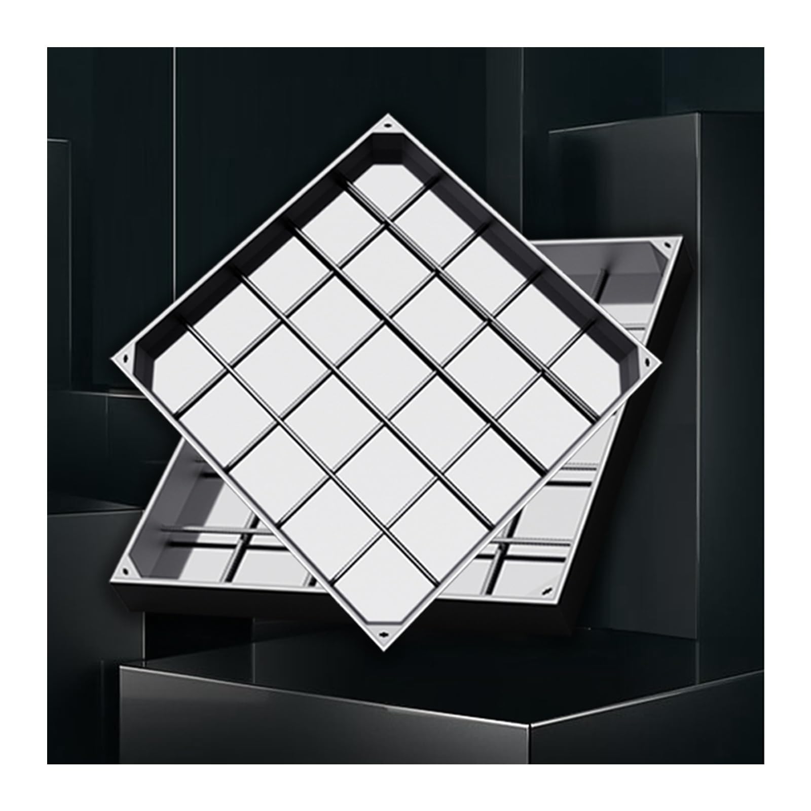 GJMSSMY Invisible Square Manhole Cover and Frame 304 Stainless Steel Decorative 90x90cm (35.4"x35.4") Wastewater Basin Cover 5cm ThickDrainage Solution