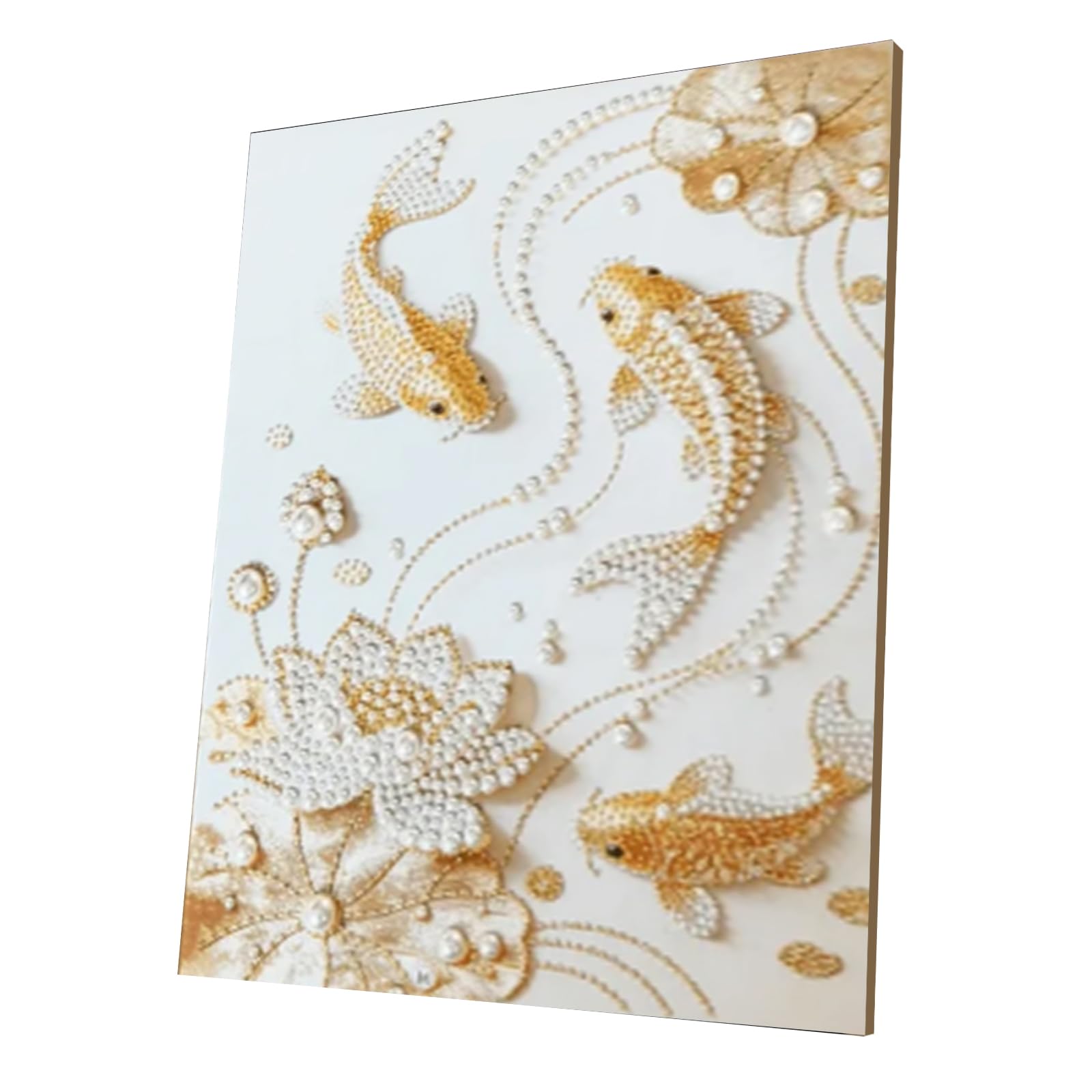 DIY Pearl Painting Kit with Wooden Frame, 3D Plastic Pearl Gemstone Ocean Art Craft for Adults Beginners, Diamond Art Kits for Adults, Home Wall Decor Ready Gift for Women(Koi)(40 * 50cm)
