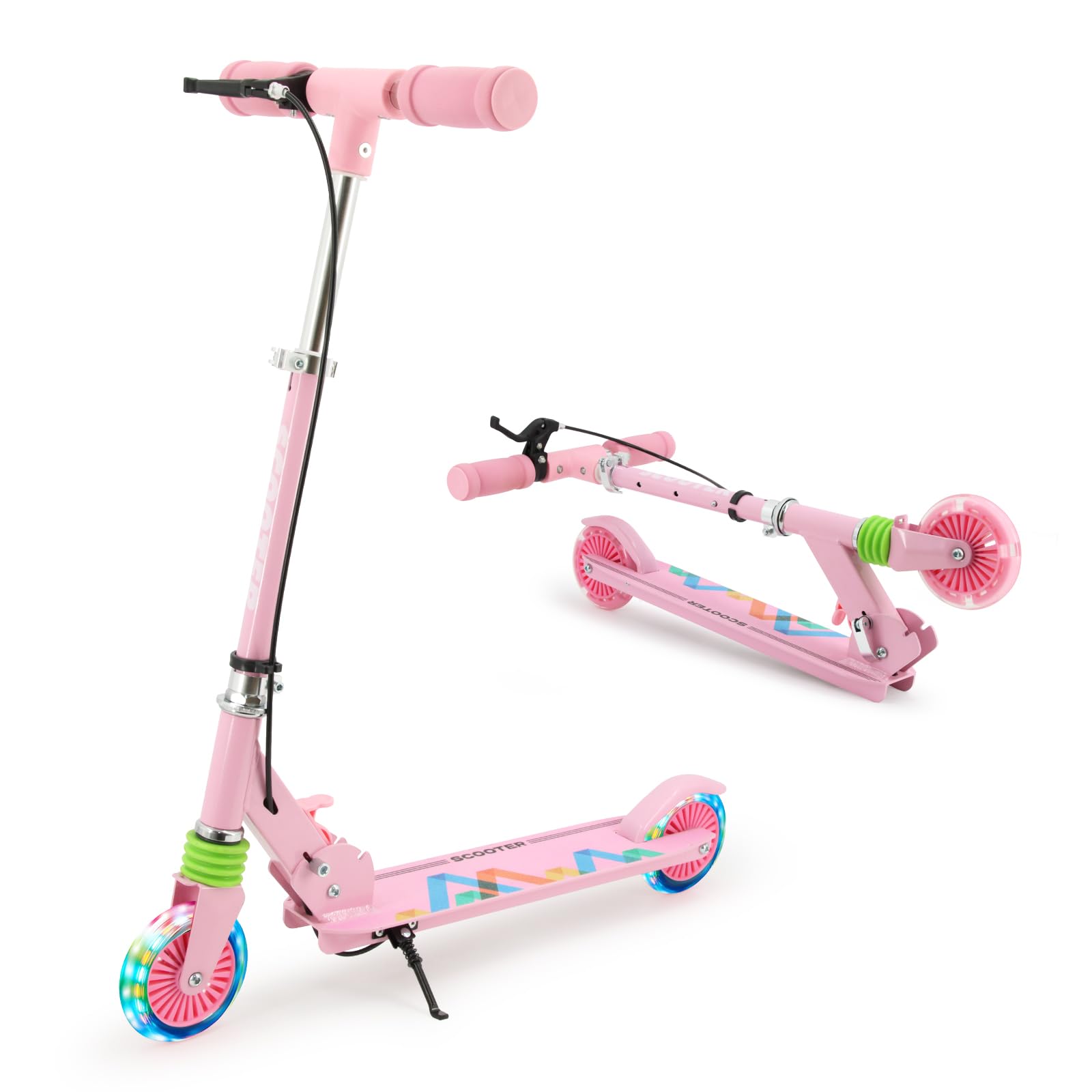TENBOOM Roller Kinder ab 3 Jahre, 2 Räder Klappbar Scooter,3 Höhenverstellbare Kinderroller,Led-räder Kinderscooter für Mädchen Jungen