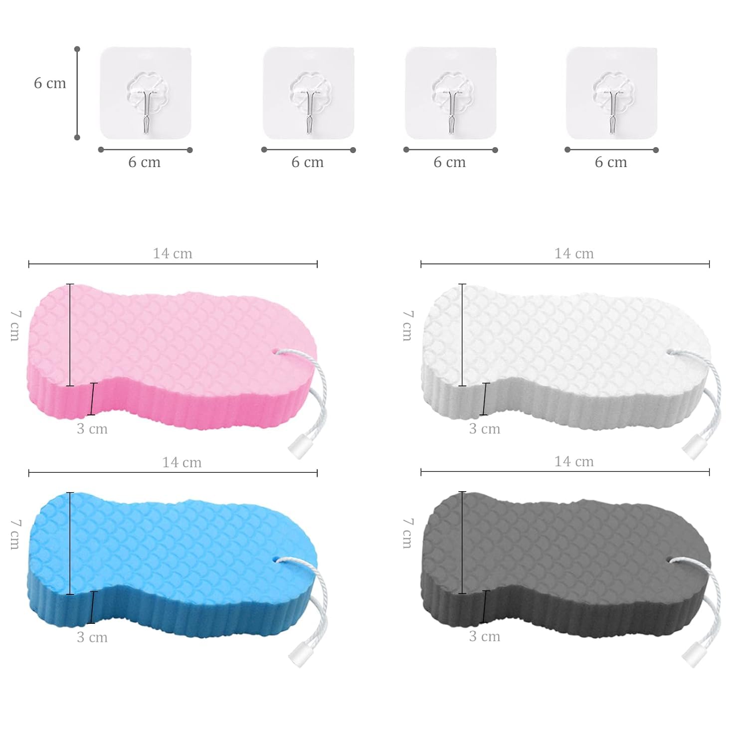 OMAZING KITCHEN Exfoliating Sponge,Super Soft Body Sponge Bath Flowers Shower Dead Skin Removal Bathing Sponge Bath Sponges for Adults and Kids 4Pcs 3